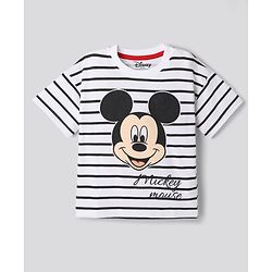 Bonfino Disney Cotton T-Shirts with Half Sleeves and Mickey Mouse Print in White/Blue Pack of 2 for 9-12 Months