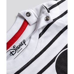 Bonfino Disney Cotton T-Shirts with Half Sleeves and Mickey Mouse Print in White/Blue Pack of 2 for 9-12 Months