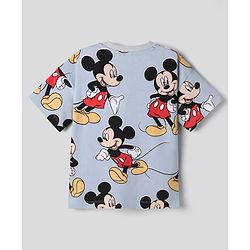 Bonfino Disney Cotton T-Shirts with Half Sleeves and Mickey Mouse Print in White/Blue Pack of 2 for 9-12 Months