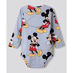 Bonfino Disney Interlock Knit Full Sleeves Striped Onesies With Mickey Mouse Graphic Pack of 3 - White, Blue & Red