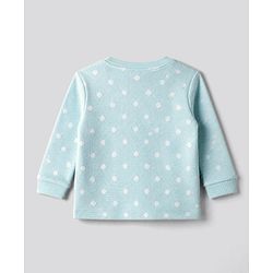 Bonfino 100% Cotton Waffle Knit Full Sleeves T-Shirt & Pajama Night Suit with Polka Dots Print & Cherry Embroidery - Light Blue