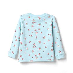 Bonfino 100% Cotton Single Jersey Knit Full Sleeves Co-Ords T-Shirt & Pyjama Night Suit with Strawberry Print - Sky Blue