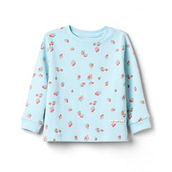 Bonfino 100% Cotton Single Jersey Knit Full Sleeves Co-Ords T-Shirt & Pyjama Night Suit with Strawberry Print - Sky Blue