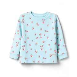 Bonfino 100% Cotton Single Jersey Knit Full Sleeves Co-Ords T-Shirt & Pyjama Night Suit with Strawberry Print - Sky Blue
