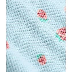 Bonfino 100% Cotton Single Jersey Knit Full Sleeves Co-Ords T-Shirt & Pyjama Night Suit with Strawberry Print - Sky Blue