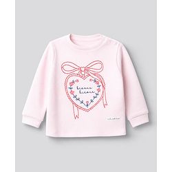 Bonfino 100% Cotton Knit Full Sleeves T-Shirt & Pyjama Night Suit with Heart & Bow Print - Pink