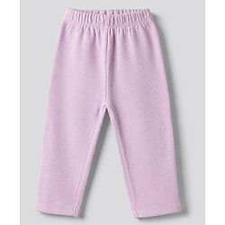 Bonfino 100% Cotton Waffle Knit Full Sleeves T-Shirt & Pajama Night Suit with Heart Embroidery - White, Purple