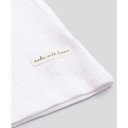 Bonfino 100% Cotton Waffle Knit Full Sleeves T-Shirt & Pajama Night Suit with Strawberry Embroidery & Made with Love Text Patch - White, Light Blue