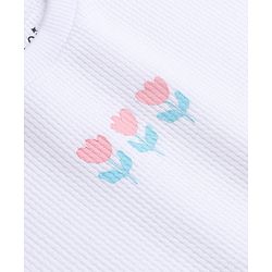 Bonfino 100% Cotton Knit Full Sleeves T-Shirt & Pyjama Night Suit with Tulip Print - White