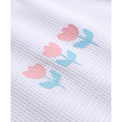 Bonfino 100% Cotton Knit Full Sleeves T-Shirt & Pyjama Night Suit with Tulip Print - White