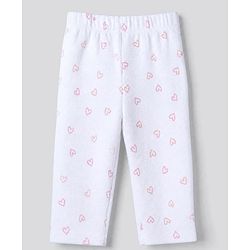 Bonfino 100% Cotton Knit Front Open Full Sleeves T-Shirt & Pyjama Night Suit with Heart Floral & Polka Dot Print Pack of 3 - Pink Peach White