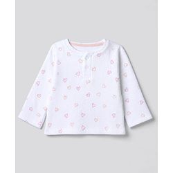 Bonfino 100% Cotton Knit Front Open Full Sleeves T-Shirt & Pyjama Night Suit with Heart Floral & Polka Dot Print Pack of 3 - Pink Peach White