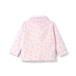 Bonfino 100% Cotton Knit Full Sleeves Co-Ords Shirt & Pyjama Night Suit with Polka Dots Print - Pink