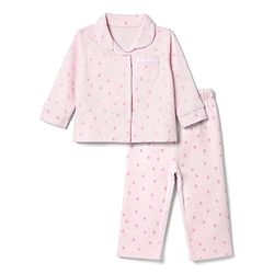 Bonfino 100% Cotton Knit Full Sleeves Co-Ords Shirt & Pyjama Night Suit with Polka Dots Print - Pink
