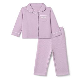 Bonfino 100% Cotton Knit Full Sleeves Co-Ords Shirt & Pyjama Night Suit - Lilac