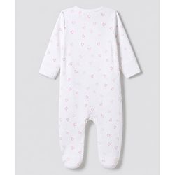 Bonfino 100% Cotton Waffle Knit Full Sleeves Sleep Suit with Heart Print & Made with Love Patch Pack of 3 - White, Light Pink, Peach