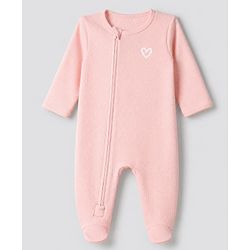 Bonfino 100% Cotton Waffle Knit Full Sleeves Sleep Suit with Heart Print & Made with Love Patch Pack of 3 - White, Light Pink, Peach