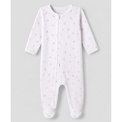 Bonfino 100% Cotton Waffle Knit Full Sleeves Sleep Suit with Heart Print & Made with Love Patch Pack of 3 - White, Light Pink, Peach