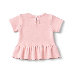 Bonfino 100% Cotton Waffle Knit Half Sleeves Top and Pant Set With Bow Applique - Light Pink