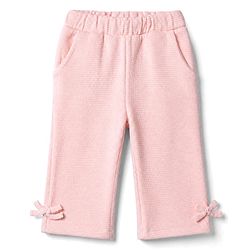 Bonfino 100% Cotton Waffle Knit Half Sleeves Top and Pant Set With Bow Applique - Light Pink