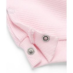 Bonfino 100% Cotton Knit Waffle Full Sleeves Romper With Cap - Pink