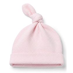 Bonfino 100% Cotton Knit Waffle Full Sleeves Romper With Cap - Pink