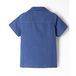 Bonfino 100% Cotton Woven Double Gauze Full Sleeves Shirt & Pants Set With Varsity Print - Navy Blue