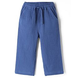 Bonfino 100% Cotton Woven Double Gauze Full Sleeves Shirt & Pants Set With Varsity Print - Navy Blue
