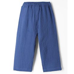 Bonfino 100% Cotton Woven Double Gauze Full Sleeves Shirt & Pants Set With Varsity Print - Navy Blue