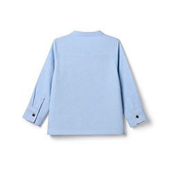 Bonfino 100% Cotton Woven Double Gauze Band Collar Drop Shoulder Full Sleeves Shirt & Relaxed fit Pull On Pants - Light Blue