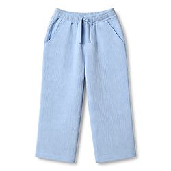 Bonfino 100% Cotton Woven Double Gauze Band Collar Drop Shoulder Full Sleeves Shirt & Relaxed fit Pull On Pants - Light Blue