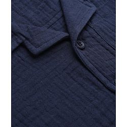 Bonfino 100% Cotton Woven Double Gauze Half Sleeves Shirt & Trouser Set - Navy Blue & Brown