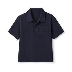Bonfino 100% Cotton Woven Half Sleeves Drop Shoulder Double Gauze Polo T-Shirt with Oversized Pocket - Navy Blue