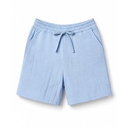 Bonfino Cotton Woven Regular Fit Half Length Solid Double Gauze Shorts In Blue