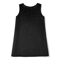 Bonfino Woven Sleeveless A-Line Velour Party Dress With Bow Applique - Black