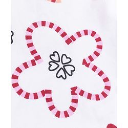 Bonfino 100% Cotton Knit Full Sleeves Co-Ords T-Shirt & Pyjama Night Suit with Heart & Floral Print - White