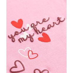 Bonfino 100% Cotton Knit Full Sleeves T-Shirt & Pyjama Night Suit with Heart Print - Pink