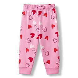 Bonfino 100% Cotton Knit Full Sleeves T-Shirt & Pyjama Night Suit with Heart Print - Pink