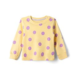 Bonfino 100% Cotton Knit Full Sleeves Co-Ords T-Shirt & Pyjama Night Suit with Polka Dots Print Set of 3 - Pink Lavender & Yellow
