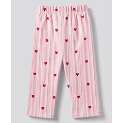 Bnfino 100 % Cotton Knit Full Sleeves T-Shirt & Pyjama Night Suit with Heart Print - White