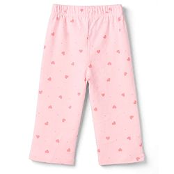 Bonfino Girls 100% Cotton Knit Full Sleeves Front Open Cut&sew Top & Pyjama Co-ords Night Set With Peter Pan Collar & Heart Print -light Pink