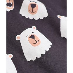 Bonfino 100% Cotton Knit Full Sleeves T-Shirt & Pyjama Co-ords Night Suit With Bear Print - Charcoal Grey