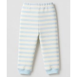 Bonfino 100% Cotton Knit Full Sleeves T-Shirt & Joggers Set With Bear Print - Light Blue
