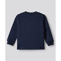 Bonfino 100% Cotton Chest Printed Full Sleeves T-shirt and Solids Pyjama Night Suit Set With Polar Bear Print - Navy Blue