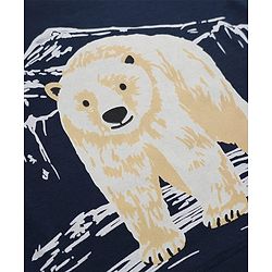 Bonfino 100% Cotton Chest Printed Full Sleeves T-shirt and Solids Pyjama Night Suit Set With Polar Bear Print - Navy Blue