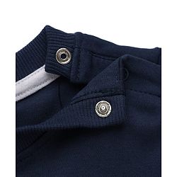 Bonfino 100% Cotton Chest Printed Full Sleeves T-shirt and Solids Pyjama Night Suit Set With Polar Bear Print - Navy Blue