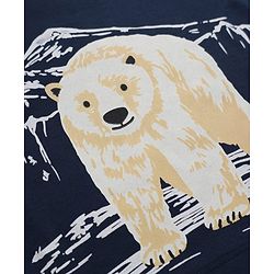 Bonfino 100% Cotton Chest Printed Full Sleeves T-shirt and Solids Pyjama Night Suit Set With Polar Bear Print - Navy Blue