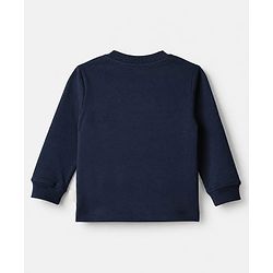 Bonfino 100% Cotton Chest Printed Full Sleeves T-shirt and Solids Pyjama Night Suit Set With Polar Bear Print - Navy Blue