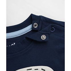 Bonfino 100% Cotton Yarn Dyed Knit Full Sleeves Co-ord Striped T-Shirt & Pajama Night Suit with Walrus & Polar Bear Print Pack of 2 - Navy Blue & Light Blue