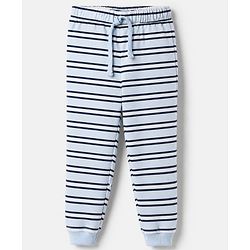 Bonfino 100% Cotton Yarn Dyed Knit Full Sleeves Co-ord Striped T-Shirt & Pajama Night Suit with Walrus & Polar Bear Print Pack of 2 - Navy Blue & Light Blue
